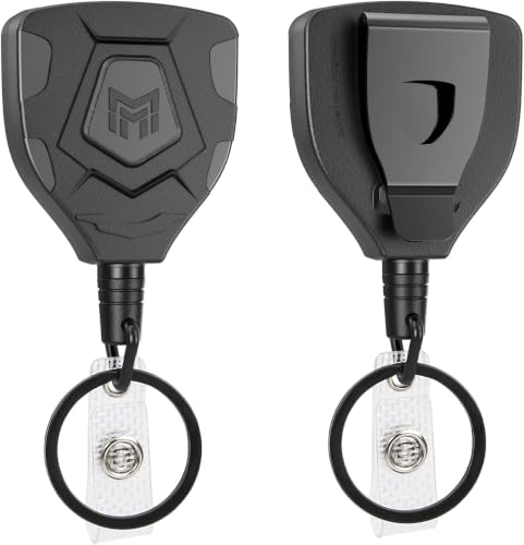 Image of Sumiko Heavy Duty Retractable Keychain with Belt Clip, ID Badge Reel Key Chain, Badge Holder with 31.5' Steel Cord and Key Ring, 1-Pack