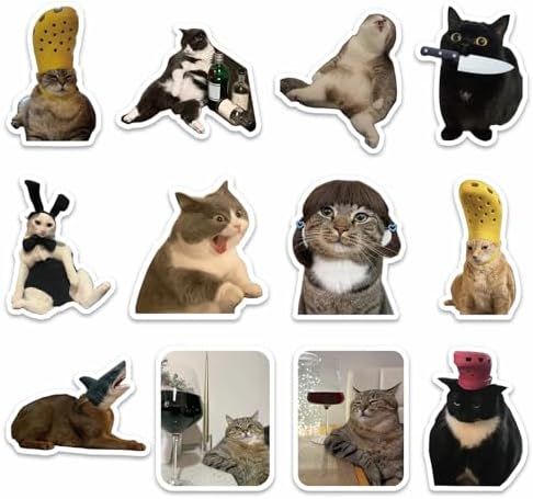12Pcs Funny Cat Meme Fridge Magnets Cute Refrigerator Magnetic Stickers Decor Morale Humorous Housewarming Gift for Home Office Cabinets School Locker Whiteboard Dishwasher Thickened Strong Magnetic image 5