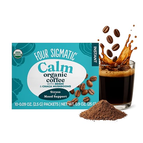 Four Sigmatic - Café adaptógeno instantáneo orgánico, café instantáneo tostado medio con Ashwagandha, Chaga, Eleuthero y Tulsi, apoyo inmunológico y alivio del estrés, paquete de 10