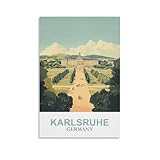  YMQWJYLW Karlsruhe Poster de voyage vintage Allemagne 20 x 30 cm Impression sur toile Décoration murale