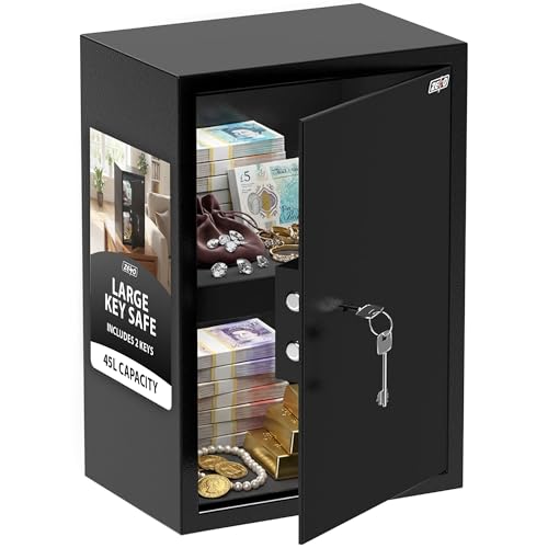 ZENO Large Office Safe 45L | Fireproof Office & Home Safe | Keys + Shelf For Extra Storage | Perfect for Home Office Hotel Business Jewellery Gun Cash Use Storage