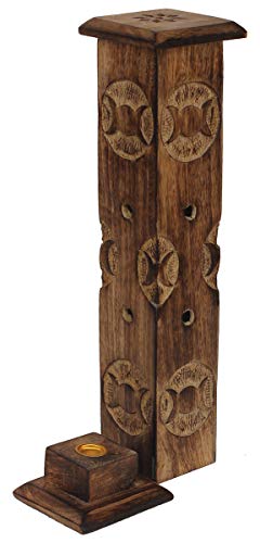 Incense Burner Stick Stand Holder Burner | Four Stick Holder Tray | Hand Carved Moon Design | Ash Catcher |12 Inches | Home Fragrance | Aromatherapy Meditation Pooja Yoga | Home Accessories #TOP2