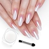 Beetles White Chrome Nail Powder for Gel Nails Pearl Cromer Nail Powder Mirror Effect Nails Gel Polish Glitter Manicure Holographic Pigment Nails Art Design Gifts for Women