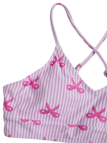 Image of Floerns Girl's 3 Piece Swimsuit Cherry Print Cute Bikini Set with Cover Up Skirt