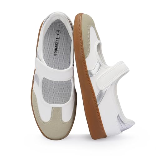 Image of Mary Jane Sneakers for Women Slip on Ballet Flats Walking Retro Sneakers | Round Toe Mary Jane Shoes,Hook and Loop,Lightweight Footwear,Women Fashion Sneakers for Walking, Travel, Workout, Daily Wear