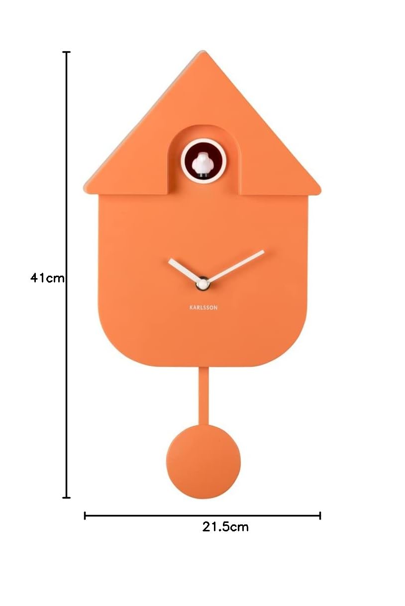 Karlsson Kuckucksuhr Modern Cuckoo - Orange - 21,5x8,5x41cm - Andere - Thermoplast - Wanduhr Modern Wohnzimmer - Wanduhren - Kuckucksuhr