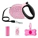 Triumilynn Rhinestone Retractable Dog Leash Bling 10 ft, Smooth Retracting Pet Extendable Lead for Small Medium Breed Walking Training, One Button Release and Lock, Gift Waste Bags Dispenser Included