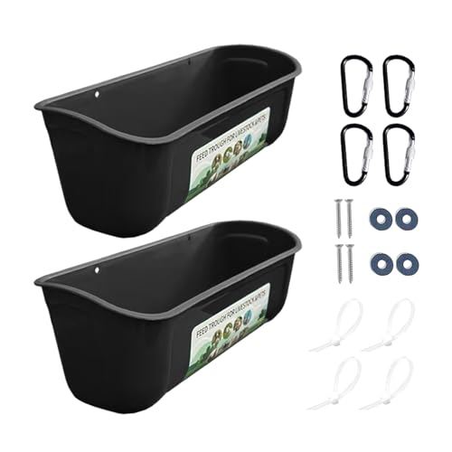 Chicken Feeds Trough Set - 2pcs No Waste Poultry Waterer Bucket Feed Trough, Feeding Container For Livestock, Hanging Chicken Fe