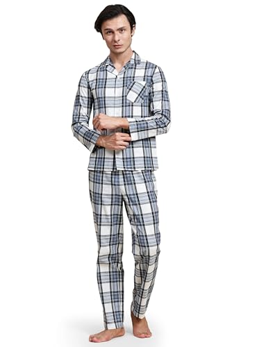 Image of B STORIES Men's 100% Cotton Full Sleeve PJ Set - Checkered Nightwear Set | Soft Loungewear | Comfortable Sleepwear | Stylish Casual Home Wear Shirt & Pant (S-XXL)
