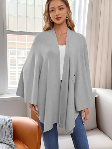 Consolidateh Sweater, 2026 New Elegant Shawl Wraps Soft Open Front Poncho Sweater(Black)2
