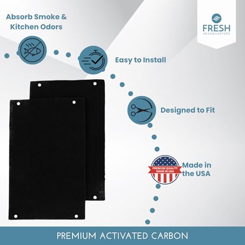 Fresh Headquarters 2-Pack Activated Carbon Charcoal Microwave Hood Filters - 10.25" x 7.125" Microwave Hood Filters - Compatible with Whirlpool WML55011HS & WML75011HZ Low‑Profile Models, Made in USA