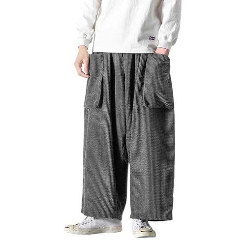 Pantalon de sport pour homme coupe droite velours côtelé avec grande poche