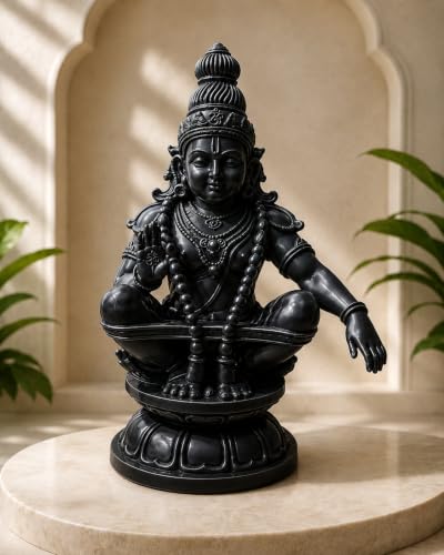Image of Lord Ayyappa Black Idol Statue, 11x6.5x6.5 cm