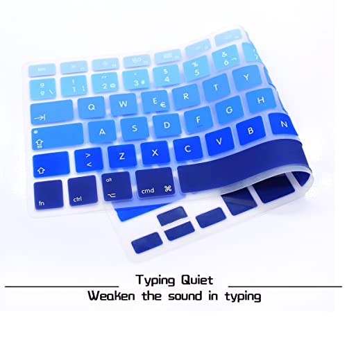Hrh Spanish Silicone Keyboard Cover Skin For Macbook Air 13,For Macbook Pro 13/15/17 (With Or W/Out Retina Display, 2015 Or Older Version)&For Imac Older Eu Layout Keyboard Protector-Ombre Blue #TOP3