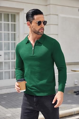 Pull col polo homme en maille fine avec fermeture éclair ajustable