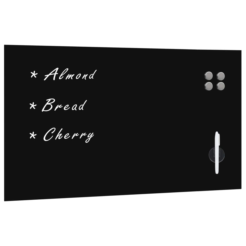 vidaXL Wall-Mounted Magnetic Glass Board – Durable & Scratch Resistant Note-Keeping Board with Dry-Erasable White Pen, Wiper & Magnets – Ideal for Home, Office & School Use – Black, 120x60cm