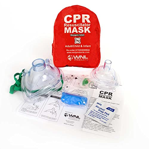 Wnl Products Cpr Rescue Mask, Adult/Child & Infant Pocket Resuscitator, Soft Case Kit With Belt Clip #TOP4