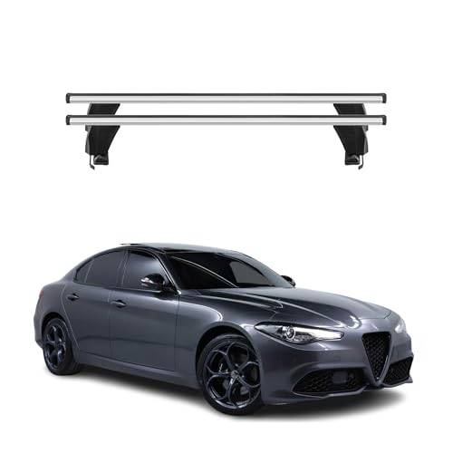Barres de toit Menabo alu gris pour Alfa Romeo Giulia 2016 2017 2018 2019 2020 2024