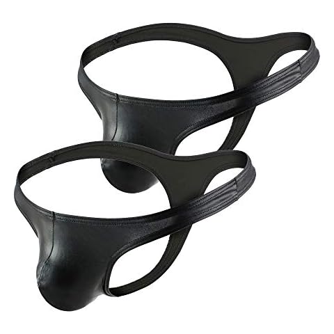 Billtop Men's Faux Leather Thong Underwear, 2-pack Cover