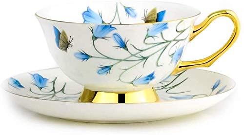 Pack of 4 Tea Cups and Saucers Set Fine Bone China Coffee Cups 6.8oz
