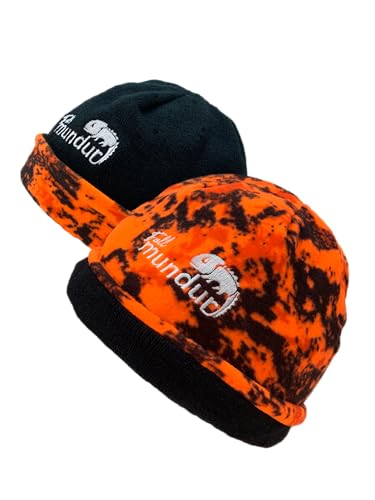 Full mundur Gorro de caza reversible, gorro de punto, camuflaje naranja negro, gorro de visibilidad, gorro reversible Blaze Orange para caza a presión, Digital Orange Camo / Black, L