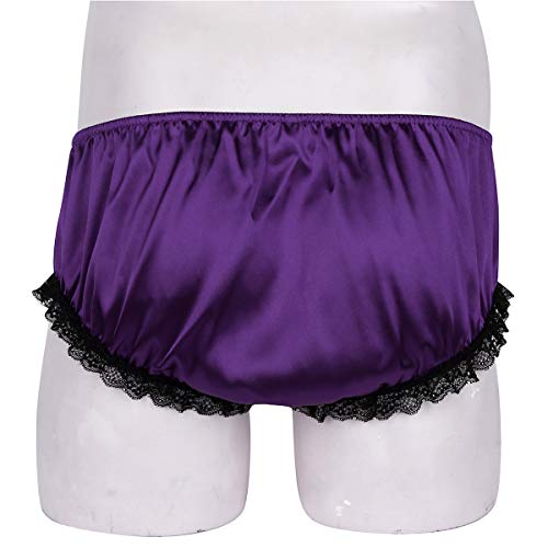 TTAO Mens Sissy Silk Floral Lace Ruffled Satin Briefs Exotic Lingerie Knickers Underwear4