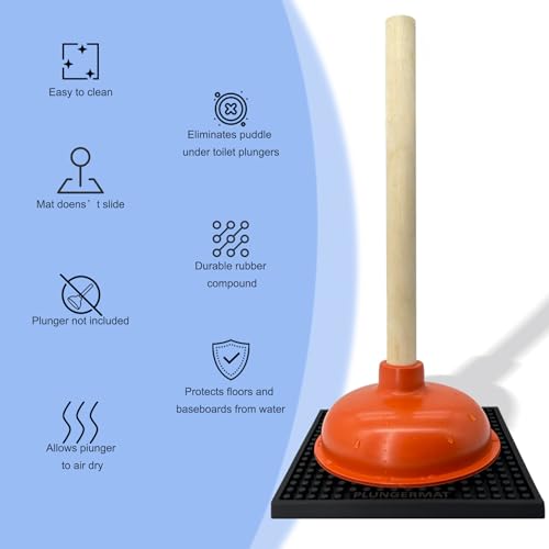 Image of Plunger Mat - Air Drying Tray for Toilet Plunger - Catches Drips and Easy to Clean - Wicks Water from Plunger and Dries Quickly