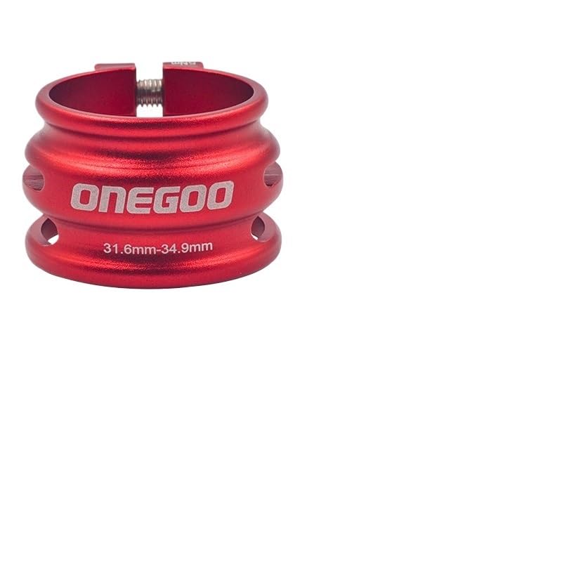 Collarino Reggisella Morsetto reggisella regolabile a doppio strato da 31,8 34,9 mm, in lega di alluminio, for bici strada MTB, in fibra carbonio, for tubo(Red 31.6-34.9mm)