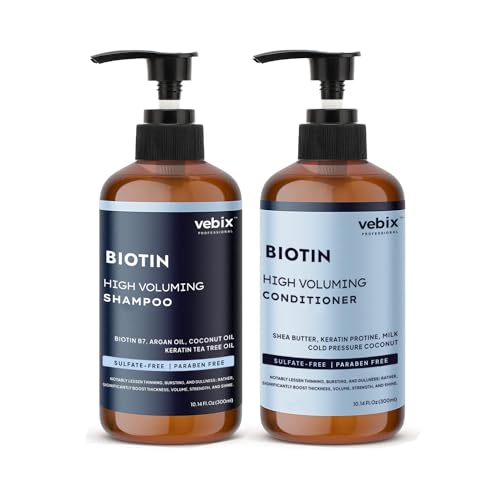 VebixProfessional BIOTIN BOOST High Volume Shampoo and Conditioner Set, All Types of Hair, Sulfate-Free & Paraben-Free, Keratin Shampoo and Conditioner For Men & Women (Shampoo & Conditioner)