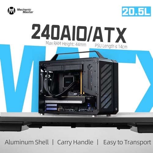 Image of Mechanic Master C+MAX SPCC / Aluminum / Tempered Glass / Micro ATX / mATX / 240 Water & 162mm Air Cooling Computer Case (Elegant Black)