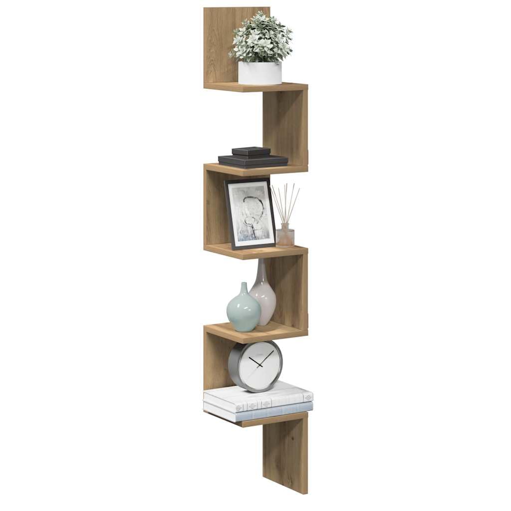 Étagère d'angle blanche 20x20x127.5 cm en bois étagère murale