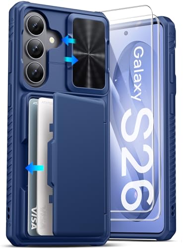 ATATOO for Samsung Galaxy S26 Case Wallet with 2X Screen Protector, Blue