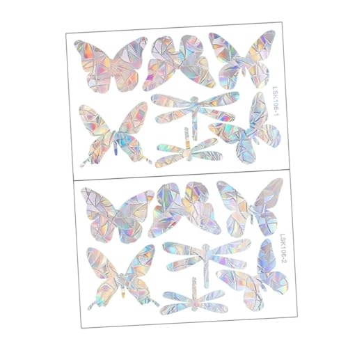 Lurrose Adhesivos para Ventanas Anticolisión Diseño de Mariposas y Libélulas Autoadhesivos Holográficos y Removibles para Protección de Aves y Decoración de Cristal