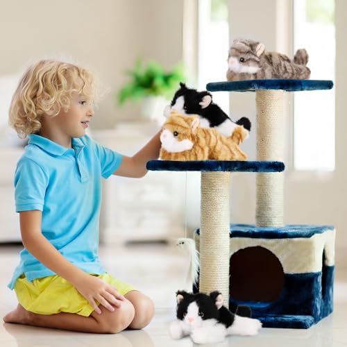 Image of 3 Pcs 9 Inch Cat Stuffed Animal Plush Gift Baby Shower Party Favors Cute Kitten Plush Toys Small Cat Stuffed Animal Soft Sleeping Supplies for Boys Girls Toddlers Birthday(Sweet Style)