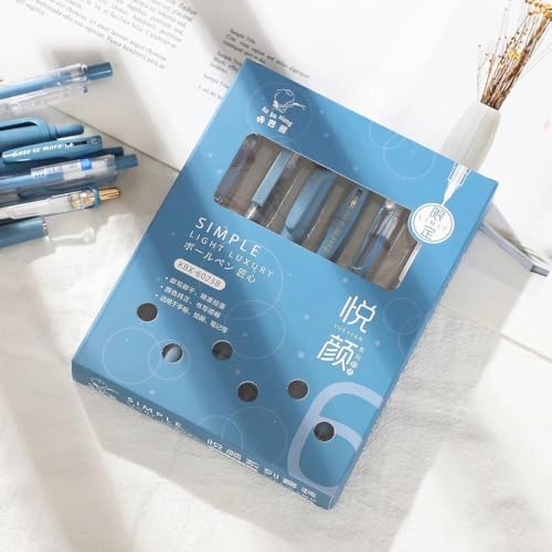 Image of COOFANDY Blue Gel Ink Pen Set 0.5mm Fine Tip - Aesthetic Stuff Retractable Rolling Ball Pen Smooth Writing Office School Journaling Drawing - Simple Light Luxury Stationery Gift
