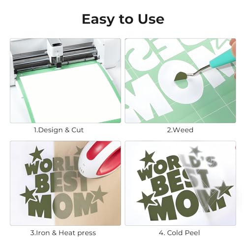 Image of HTVRONT HTV Vinyl Rolls Heat Transfer Vinyl - 12 inch x 5ft Olive Green HTV Vinyl for Shirts, Iron on Vinyl for All Cutter Machine - Easy to Cut & Weed for Heat Vinyl Design (Olive Green)