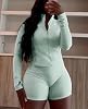 Conjunto de mujer de 2 piezas con chaqueta corta con cremallera y shorts de ciclista 4
