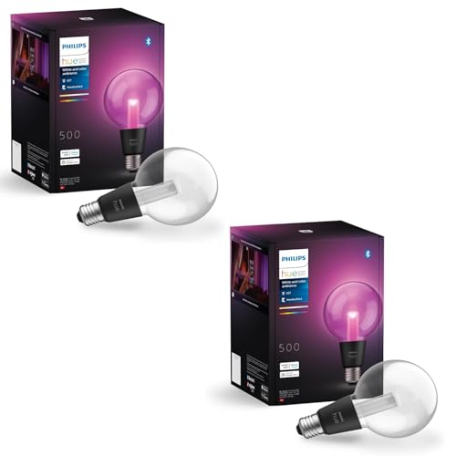 Philips Hue Lightguide G95 lot de 2 ampoules intelligente Globe, lumière blanche...