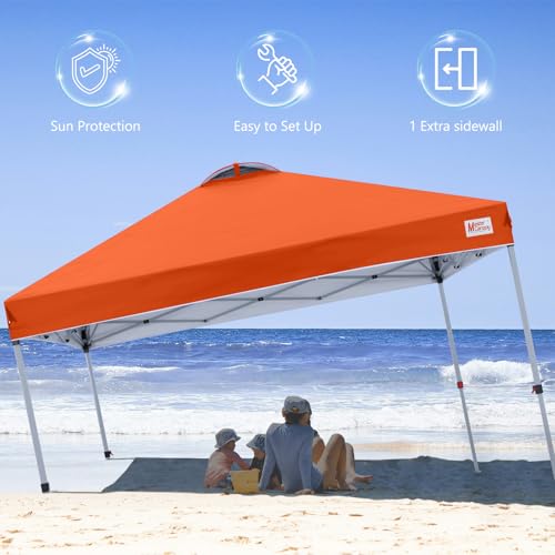 Image of MASTERCANOPY 10x10 Durable Pop Up Canopy Tent with 1 Sidewall, Orange