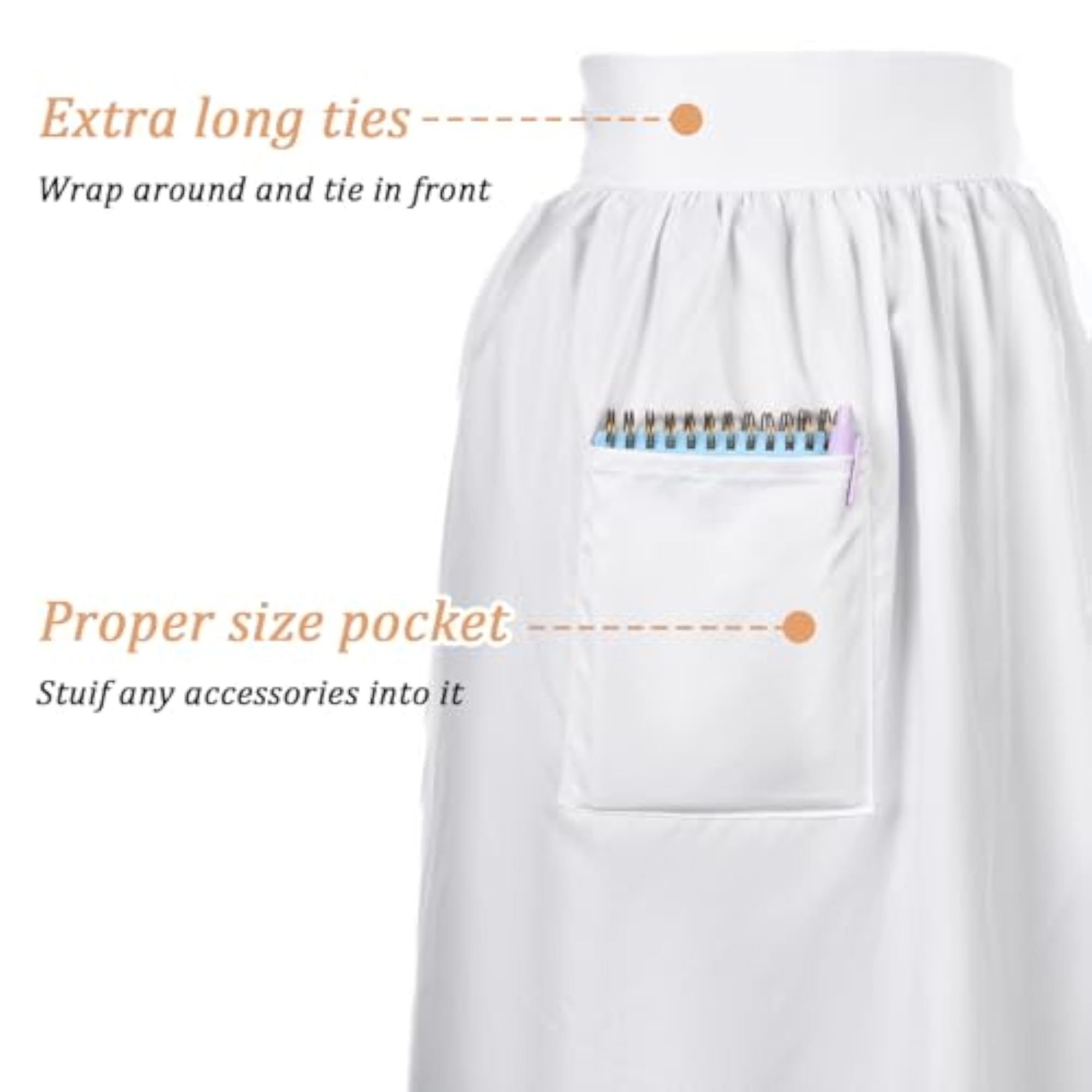 White Waist Apron with 2 Pockets