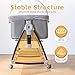 venowu Bedside Crib, 3 in 1 Bassinet with Quick Height Adjustment and Mosquito Nets Rocking Bassinet for Baby, Bedside Bassinet with Wheels, Easy to Fold, Golden Triangle Structure（Grey）