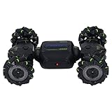 VéHicule Tout-Terrain Rotatif à 2 CôTéS, Cadeau sans Fil Cool RC Stunt Car Toy DéFormable 4 Roues Motrices avec Musique Lumineuse pour Enfants pour Anniversaire (Vert)