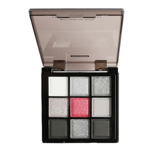 Sombra de ojos gris oscuro brillante: textura, fácil aplicación, color plateado brillante, brillo intenso | Paleta Profesional para Creaciones Artísticas, Eventos, Disfraces, Dados