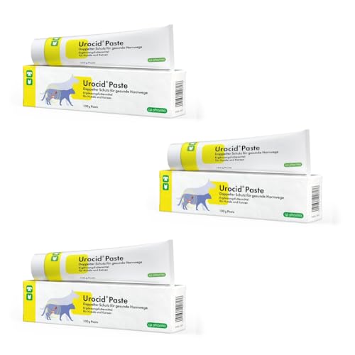 cp-pharma Urocid Paste | 3er Pack | 3 x 100 g | Diät-Ergänzungsfuttermittel für Hunde und Katzen | Bei Blasenbeschwerden | Mit Methionin & Cranberry