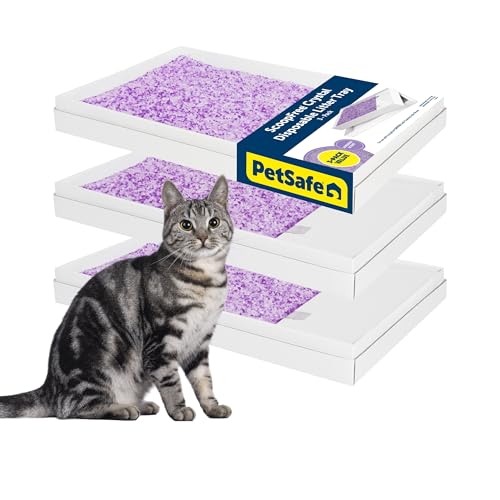 PetSafe ScoopFree Crystal Litter Tray Refills Lavender Crystals 3-Pack Disposable Tray Includes Leak Protection & Low Tracking Litter Absorbs Odors on Contact