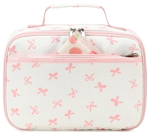 LEDAOU Lunch Box Kids Girls Boys Cute Insulated Lunch Box Reusable Lunch Bag Meals Tote Lunchbox for School Picnic Travel (Pink Bow)