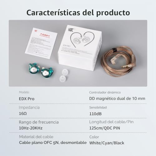 Miniatura 8 de Keephifi Kz Edx Pro Kz In Ear Monitor Auriculares In Ear Dual Dd Hifi Estéreo Sonido Escenario Auriculares Kz Con Cable Cancelación De Ruido Iem Para Músicos Cantantes Audiófilos Blanco,Sin Micró