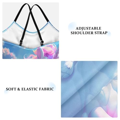 Bolaz Girls Swimsuits One-Piece Bathing Suits Multicolor Kids Sport Summer Beach Swimwear for 3-10 Years Old-Cartoon Cute Unicorn Clouds3