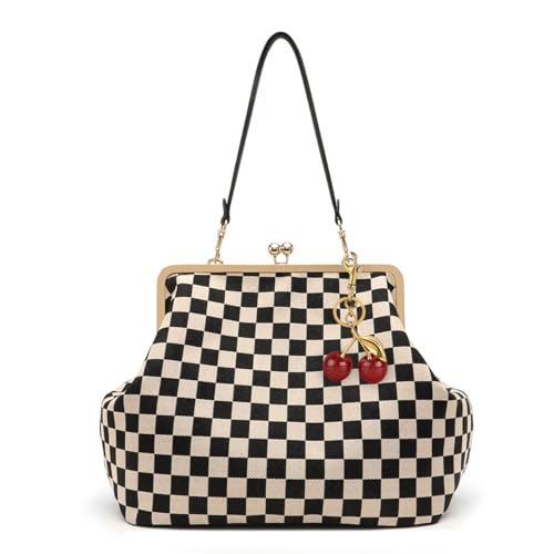 Bolso grande con cierre kisslock y asa superior miniatura 1