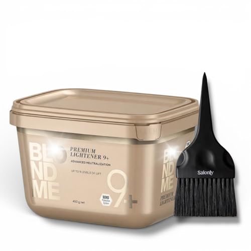 Blonde Me Premium Lightener 9+ Powder 450 grams + Salonly Tint Brush (2pc Bundle)
